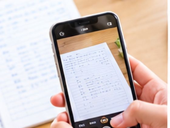 手書きのメモをスマートフォンで撮影しているところ